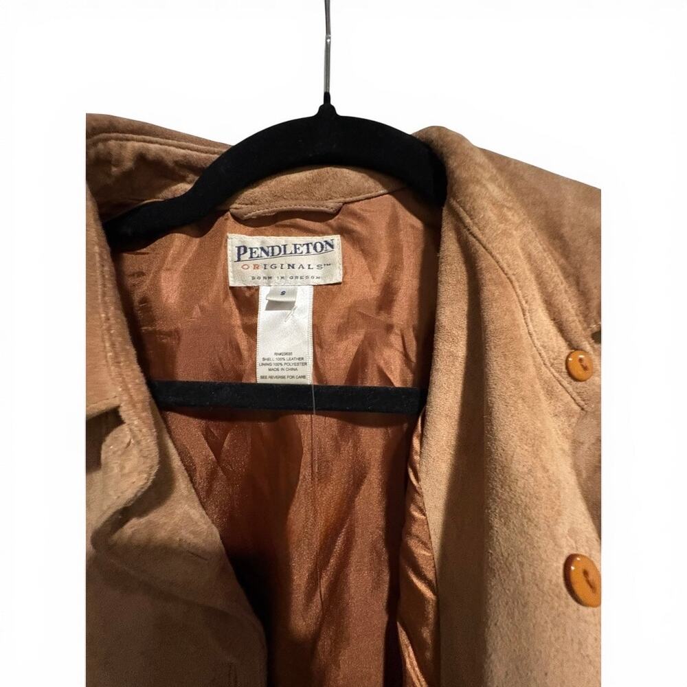 Pendleton Suede Leather Jacket Tan Camel Button F… - image 4